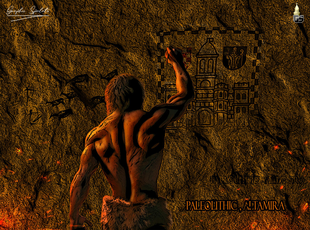 cave man and split emblem